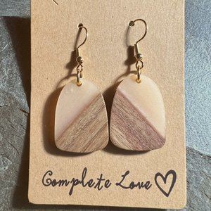 Gorgeous Handcrafted Rectangle Resin & Wood Earrings